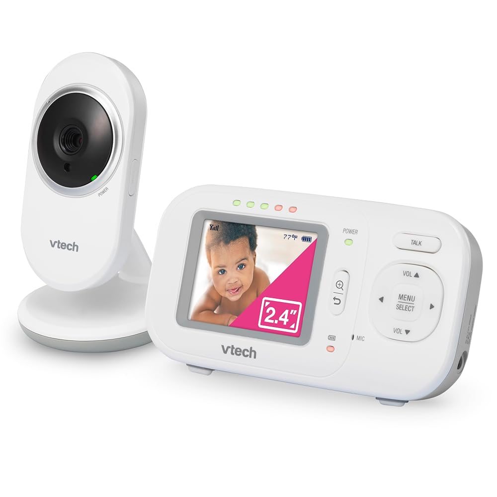 VTech VM320 Video Baby Monitor, Invisible Night Vision, Soothing Sounds, 2-Way Talk Intercom, Temperature Monitor, 2.4" Colour LCD Screen