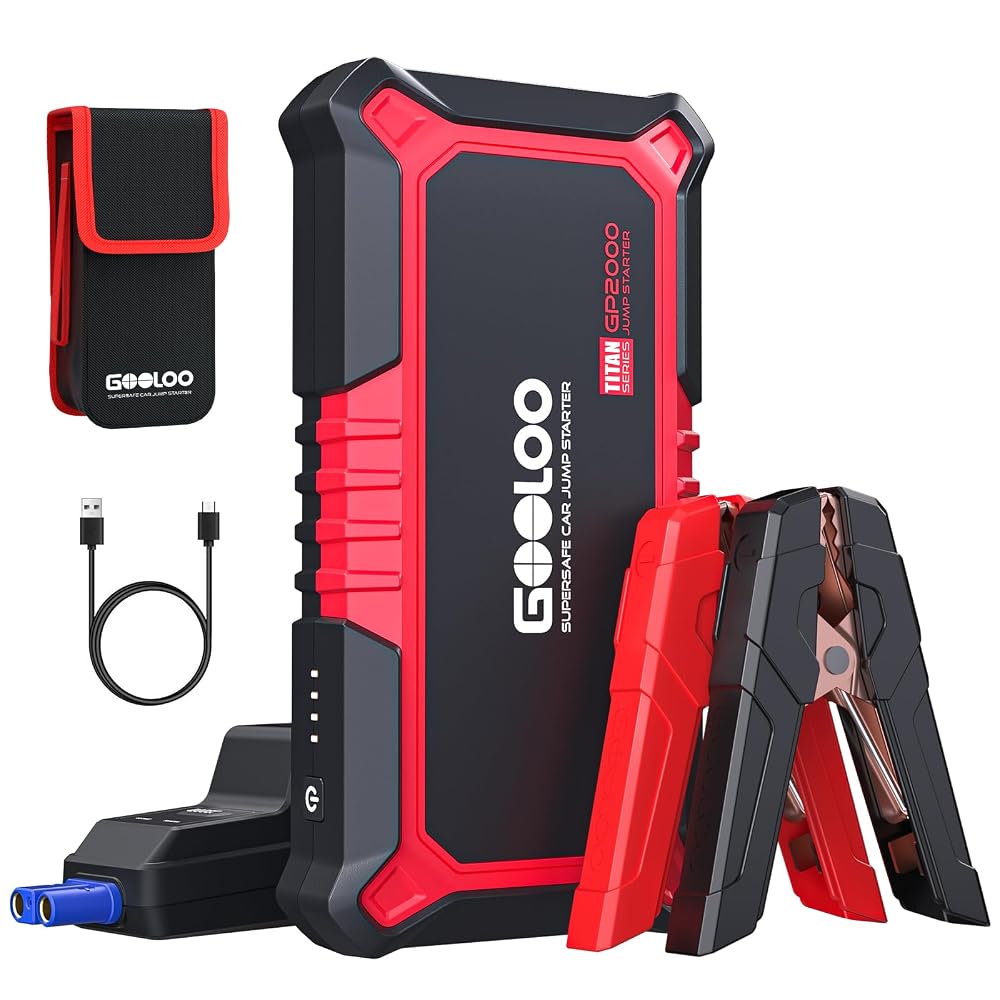GOOLOO New GP2000 Jump Starter 2000A Car Starter Battery Pack (Up to 8.0L Gas, 6.0L Diesel Engine), Supersafe Portable Lithium Jump Box