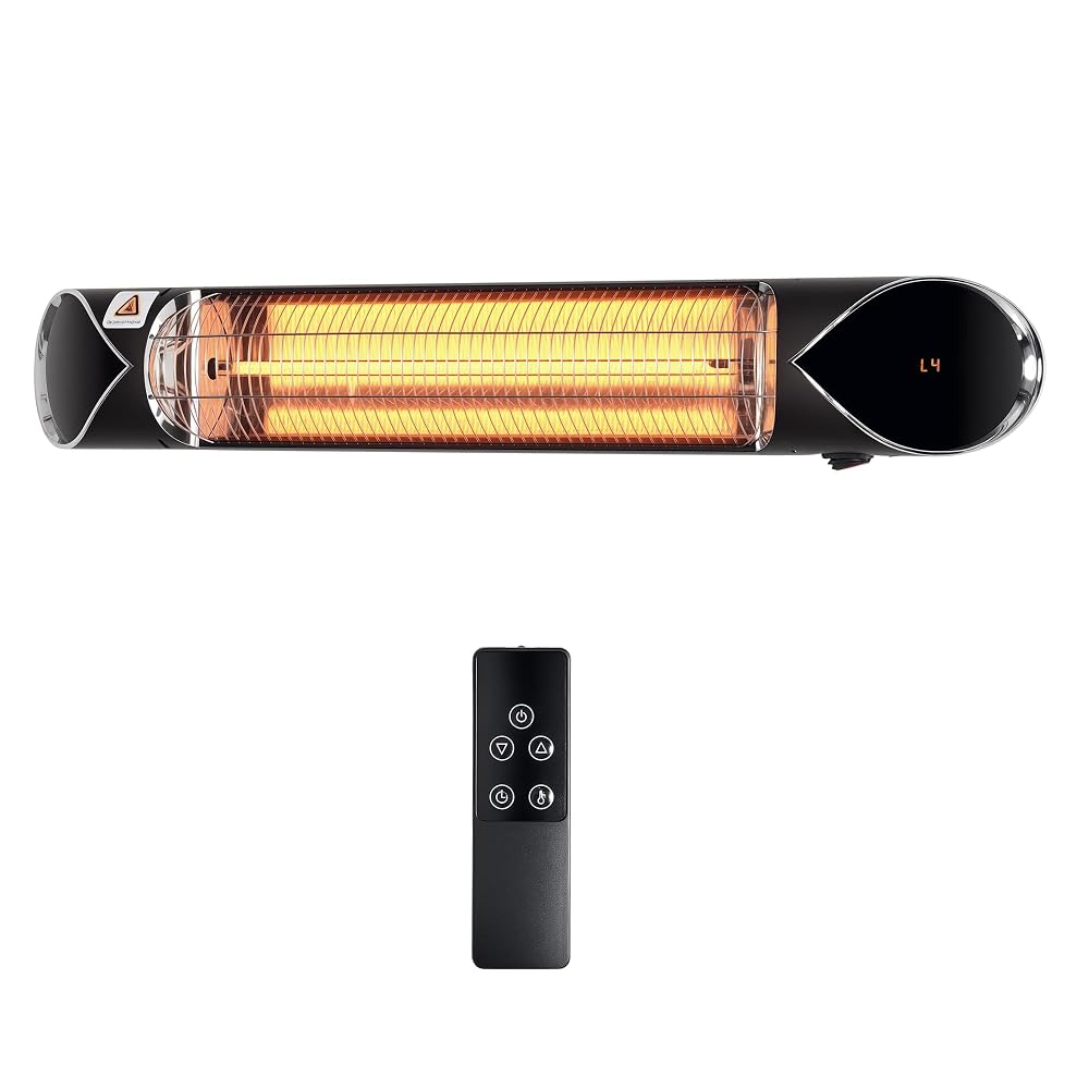 Outsunny 2000W Electric Infrared Patio Heater Wall Mounted Carbon Fibre with Remote Control
