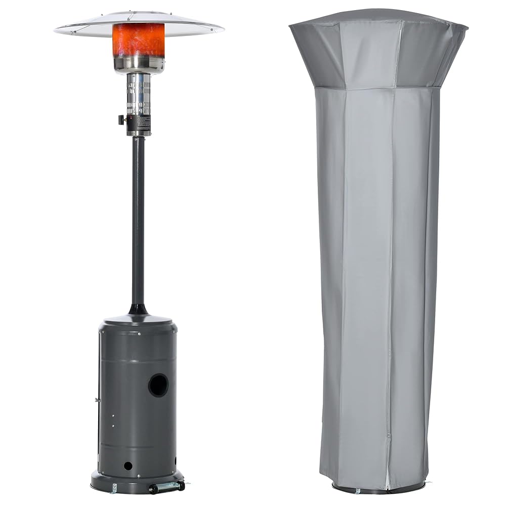 Outsunny 12.5KW Outdoor Gas Patio Heater Freestanding Propane Heater with Wheels