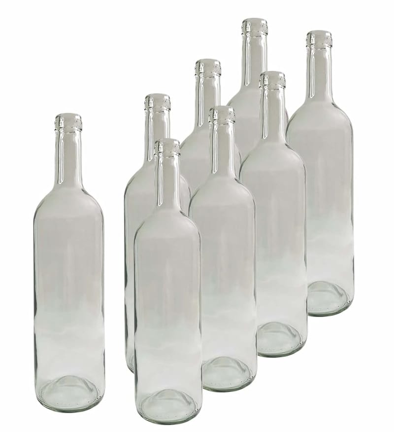 DIAH 8 Pack 750ml Clear Glass Bordeaux Wine Bottles - Professional DIY Homebrew Bottles for White & Rose Wine