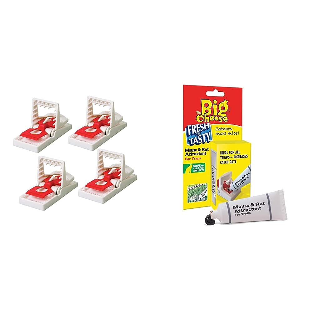 The Big Cheese Ultra Power Mouse Traps (4 Pack) - Reusable Mouse Trap with Rat and Mouse Food Bait
