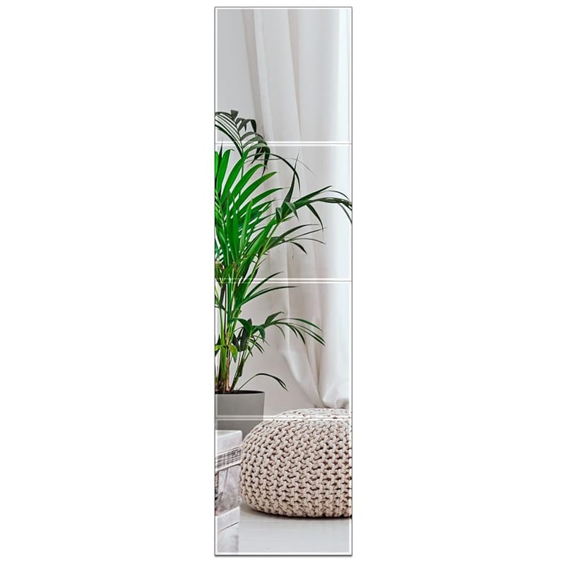 PETAFLOP Full Length Mirror Tiles 4PCS 28x28cm, Self Adhesive Acrylic Wall Mirror Sheets