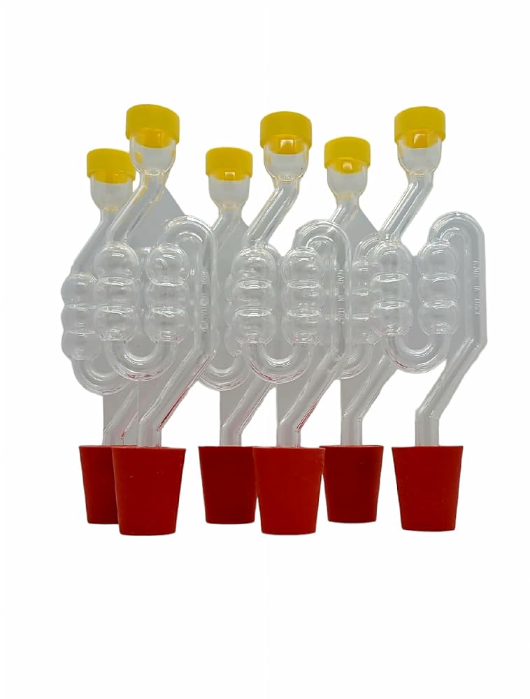 DIAH DO IT AT HOME Fermentation Airlock and Bored Bung Cork Stopper for Glass Demijohn (6 x Airlocks + Bungs)