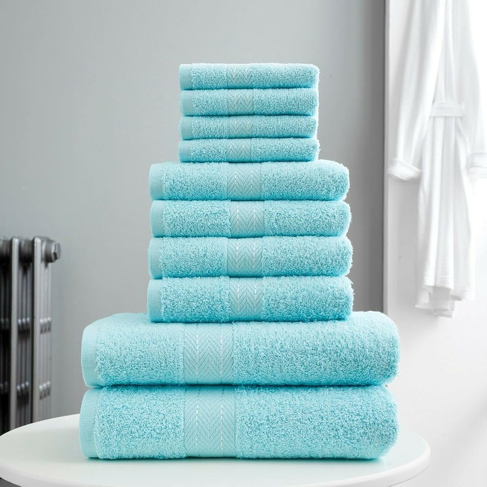 LIZZIE JACOBS 10 Pieces Towel Bale Set, 100% Pure Egyptian Cotton, 500 GSM, Walnut