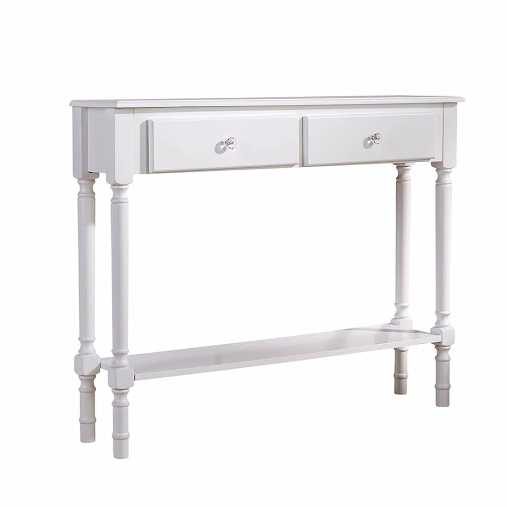 Home Source Hallway Console Table, Side Desk Slim Table with Under-Shelf Storage, White