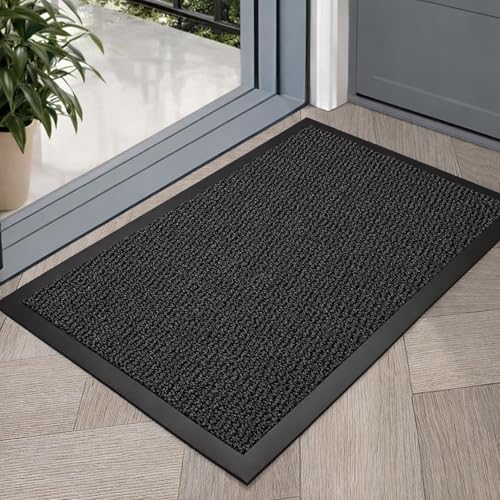 GULLAMBO Large Non Slip Door Mats Indoor 50cm x 80cm Rubber Backed Front & Back Door Doormats, Dirt trapper Barrier Mat, Absorbent Large Entrance Mat