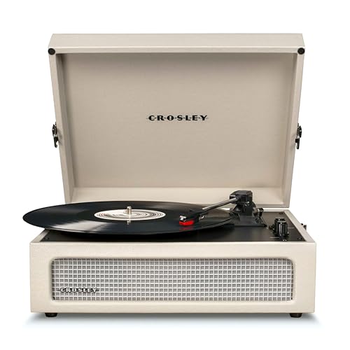 Crosley Voyager Portable Turntable - Bluetooth Record Player, 3-Speed Suitcase Vinyl Player, Home Turntables for Vinyl Records, Built in Stereo Speakers & Bluetooth Receiver, AUX Input, Dune