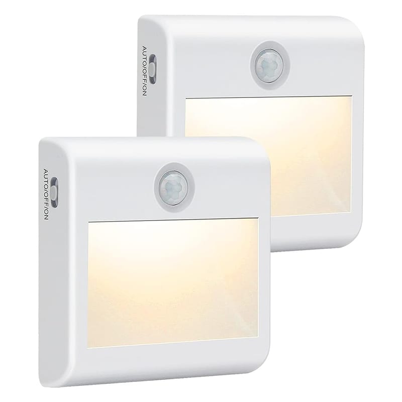 Motion Sensor Night Light (2 Pack), Stick-On Battery Powered Cupboard Light, Auto On/Off