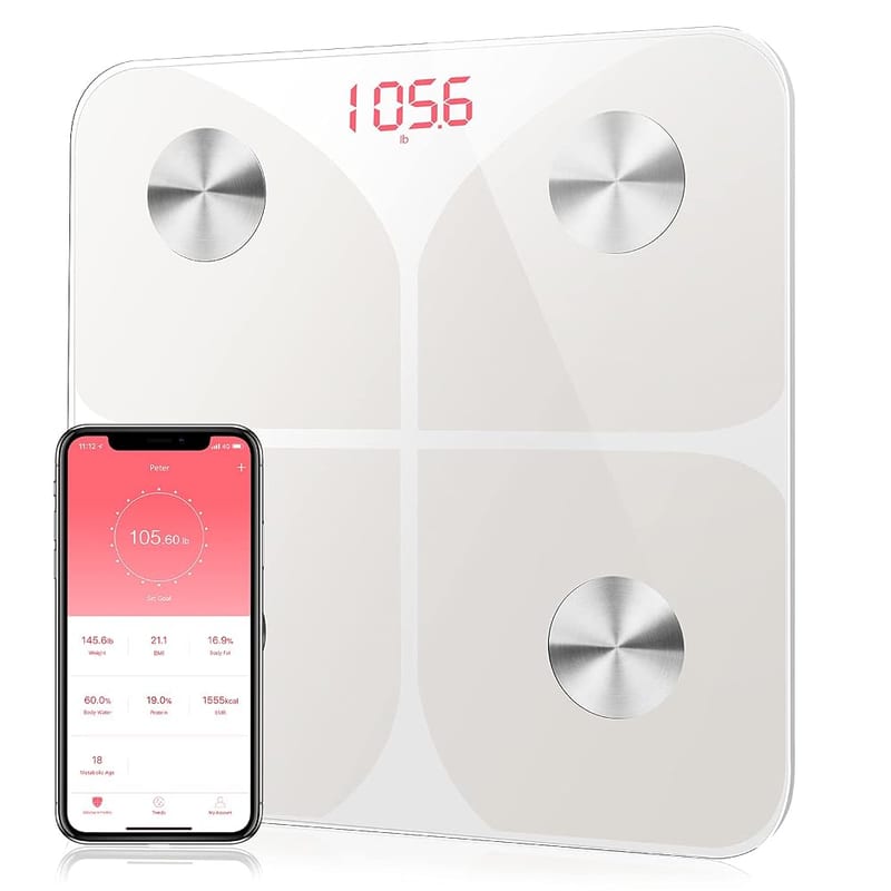 Foryond Digital Bathroom Scales for Body Weight, Smart Body Fat Composition Analyzer, White