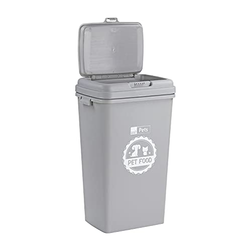 Taylor & Brown 20L/10KG Grey Airtight Pet Food Storage Container, Large Flip Top with Wheels