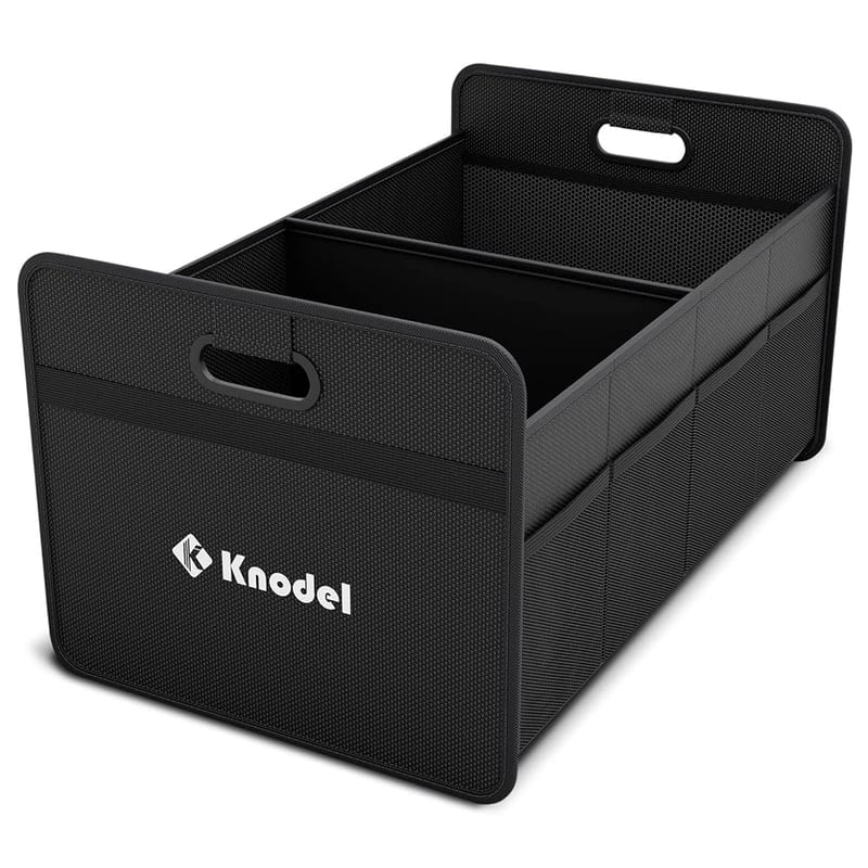 K KNODEL Car Boot Organiser, Foldable Car Boot Storage, Automotive Consoles & Organisers with Reinforced Handles (Medium, Black)