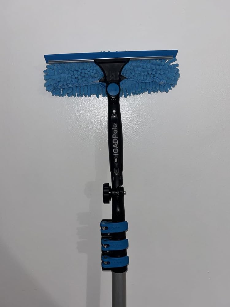 IGAD Pole Professional Telescopic Window Cleaning Kit, 17 Foot Extension Pole and Single Pivot 10" Window Squeegee