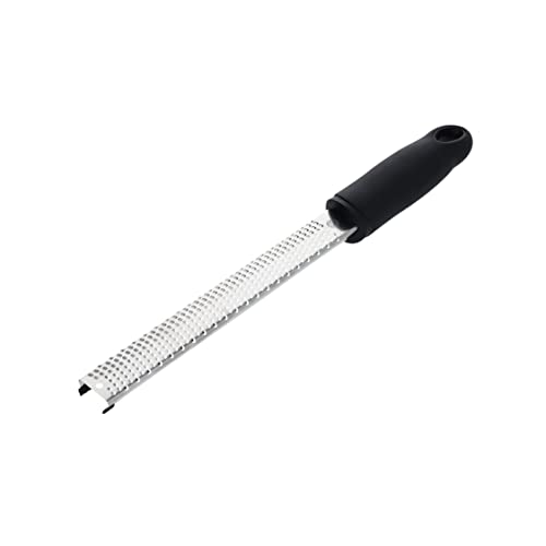 MasterChef Lemon Zester Grater Micro Planing Tool for Zesting Citrus Fruits, Kitchen Gadget for Finely Grating Garlic, Ginger, Nutmeg, Parmesan Cheese, Chocolate and More, Stainless Steel, Black