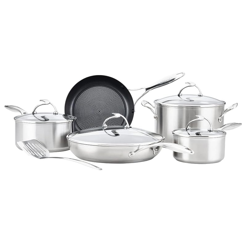 Circulon SteelShield Stainless Steel Pan Set of 5 - Induction Hob Pan Set with Hybrid Non Stick & Stay Cool Handles