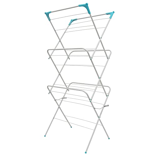 Straame 3 Tier Clothes Airer, Foldable Drying Rack, 10kg, White, Indoor Use