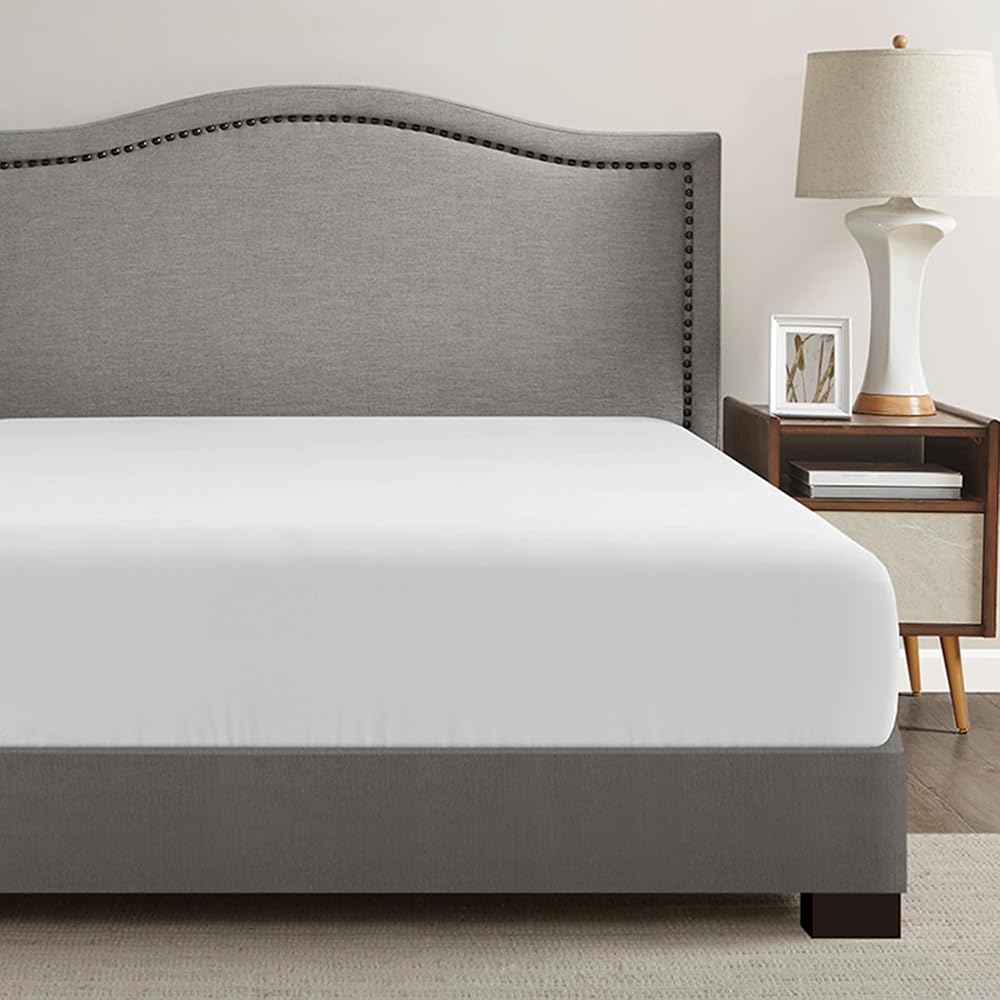 Comfort Spaces Coolmax Moisture Wicking Fitted Sheet ONLY Super Soft, Fade Resistant, All Elastic Deep Pocket Fits Up to 16" Mattress - Warm Weather Cooling Sheets for Night Sweats, King, White