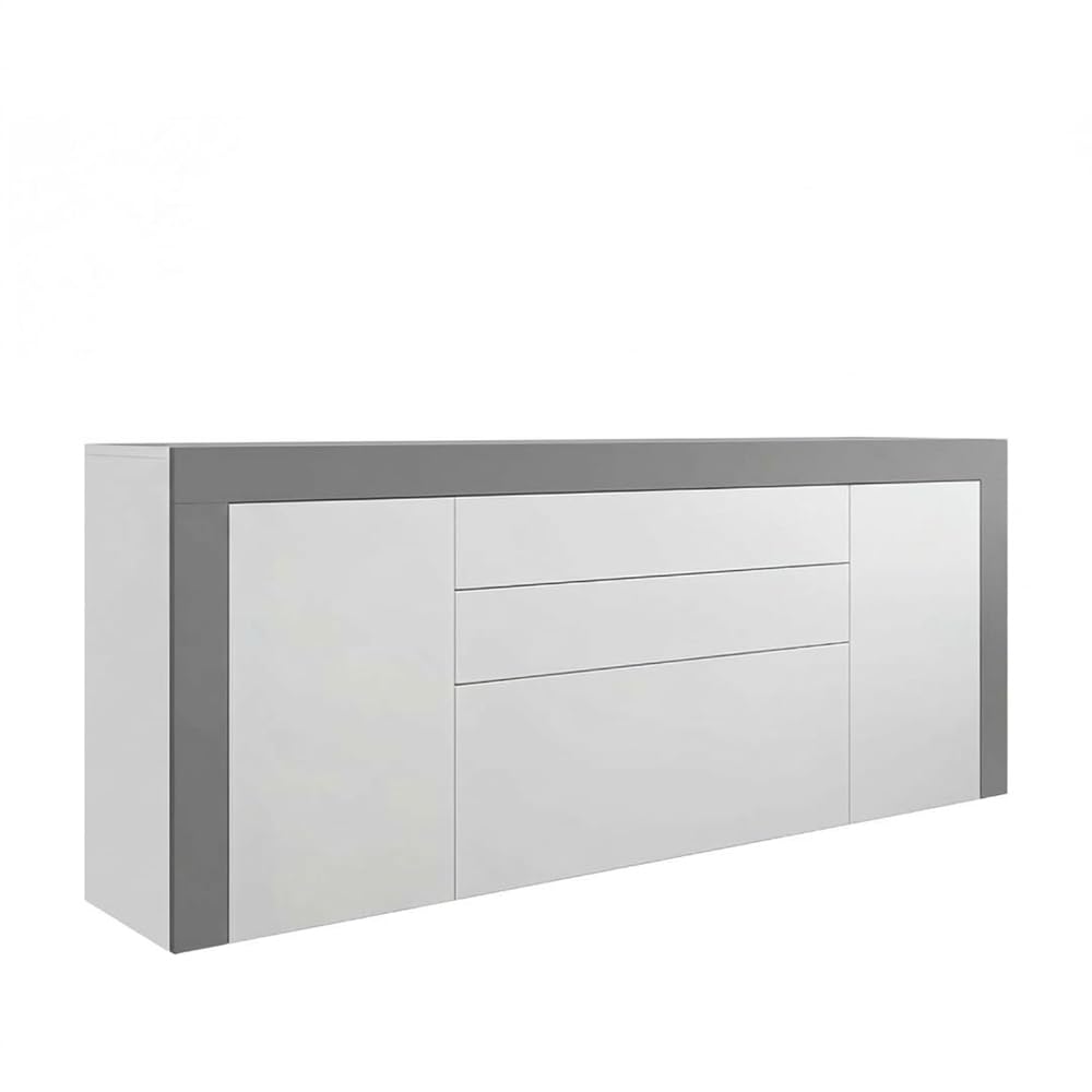Panana 200cm Modern 2 Doors 2 Drawers High Gloss Matt Body Sideboard Cabinet Cupboard Unit, Grey