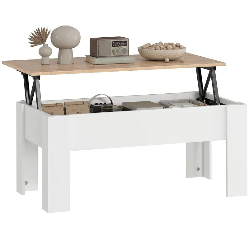 HOMCOM Lift Top Coffee Table with Hidden Storage Compartment, Pop-Up Centre Table