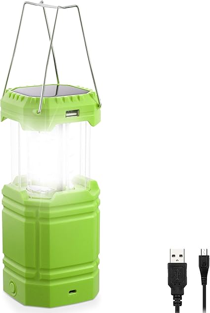 Solar Camping Lantern, Ultra Bright Collapsible Hand Crank LED Flashlight, Portable Wind Up Tent Light, USB Charging, Electronic Lamp for Outdoor and Emergencies