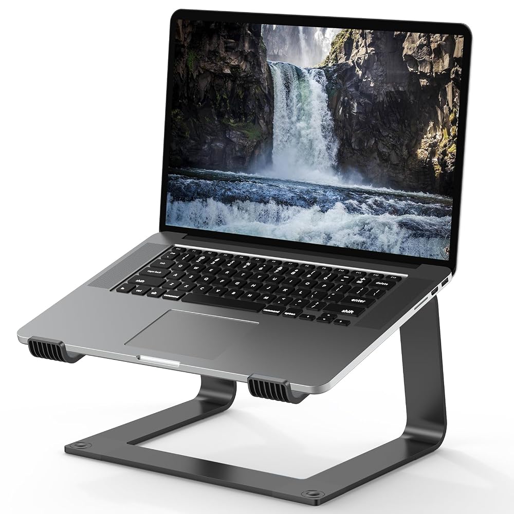 Tonmom Laptop Stand for Desk, Aluminum Laptop Riser Holder, Removable Metal Notebook Stand Ventilated Cooling Computer Riser Compatible with 10-15.6 Inch Laptops