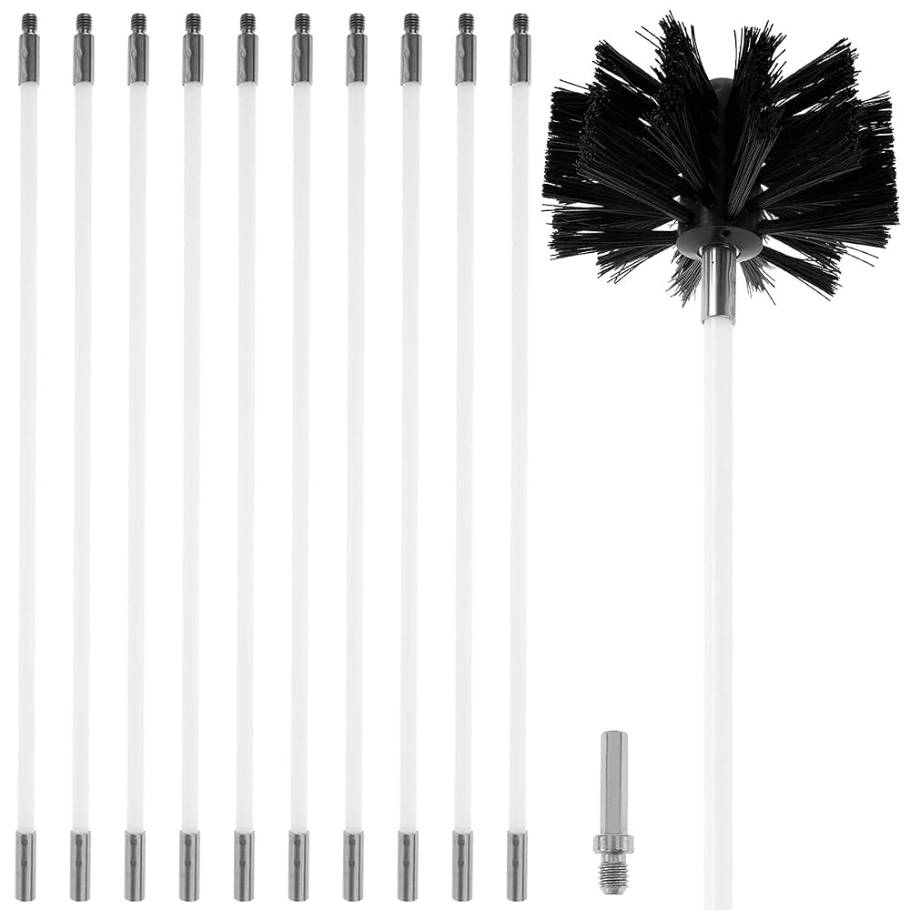 Adifare 12pcs Chimney Cleaning Brush Kit, Flexible Nylon Sweeping Set for Drill, Fireplace and Stove Pipes