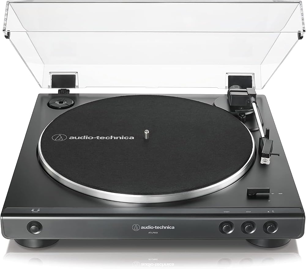 Audio-Technica LP60XBK Fully Automatic Belt-Drive Stereo Turntable, Black, Built-In Switchable Phono Preamp