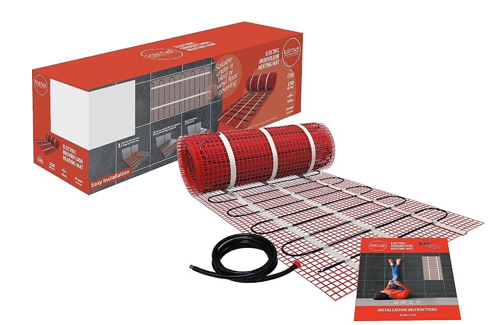 Klima 10m² Electric Under Floor Heating Mat Kit, 150W/m² Output for Tiled Floors