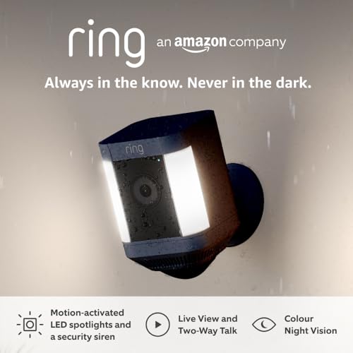 Ring Spotlight Cam Plus Battery, Wireless Outdoor Security Camera, 1080p HD Video, Two-Way Talk, LED Spotlights, Siren