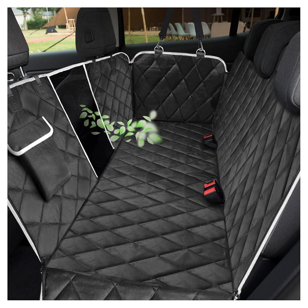 VSPETCC Dog Car Seat Cover, 100% Waterproof with Mesh Window and Storage Pocket, Dog Hammock, Universal Size