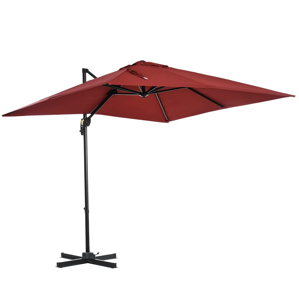 Outsunny 2.5 x 2.5m Patio Offset Parasol Cantilever Umbrella, Cream White