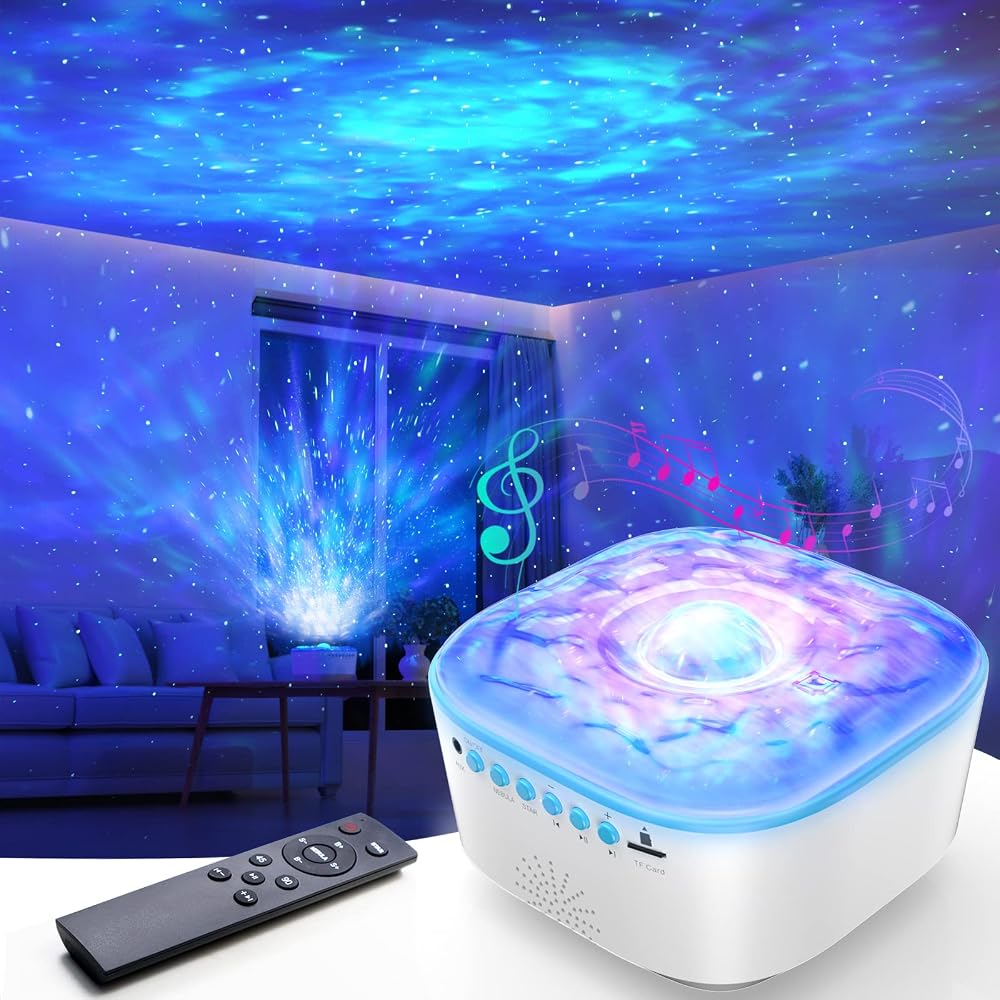 Bozhihong Galaxy Projector, Star Projector Night Light with Remote Control, Timer Function, Built-in Music, 8 Lighting Modes