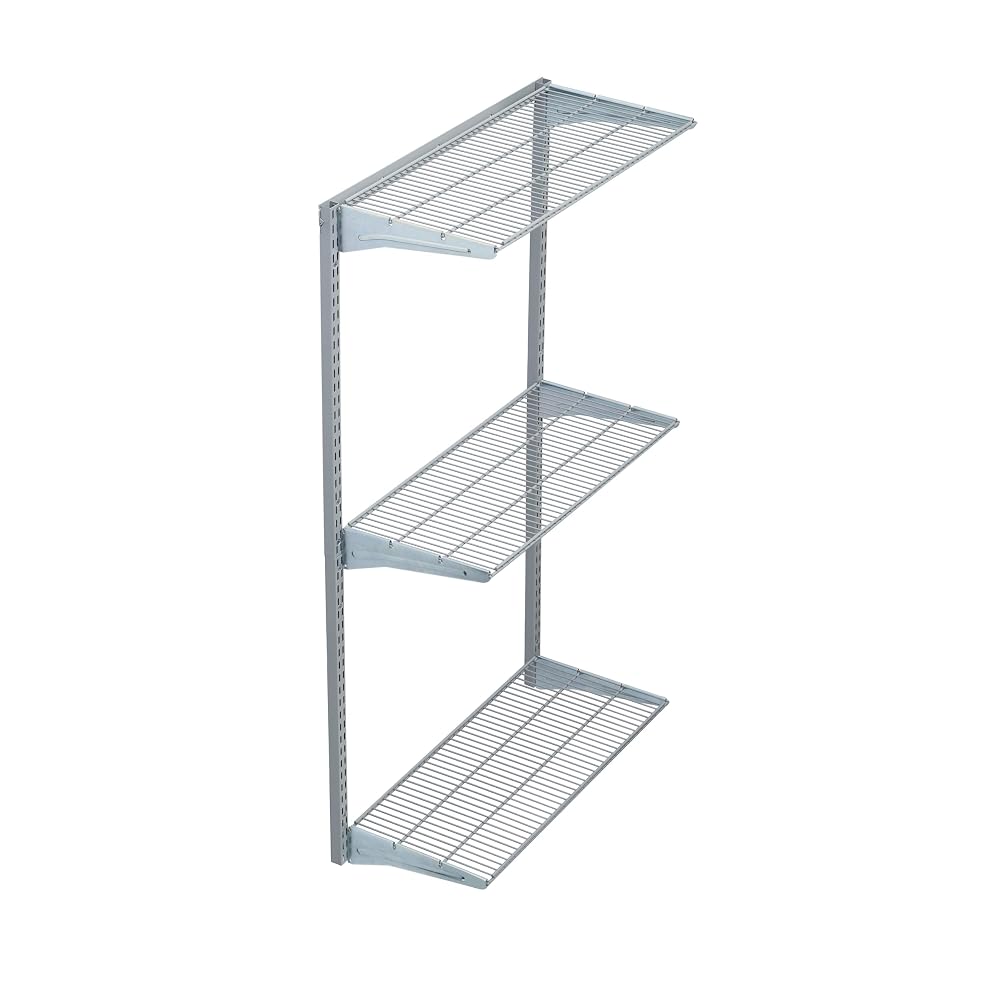 Triton Products 3 Tier Home and Garage Wall Shelving Unit, Wire Steel, Wall Mounted