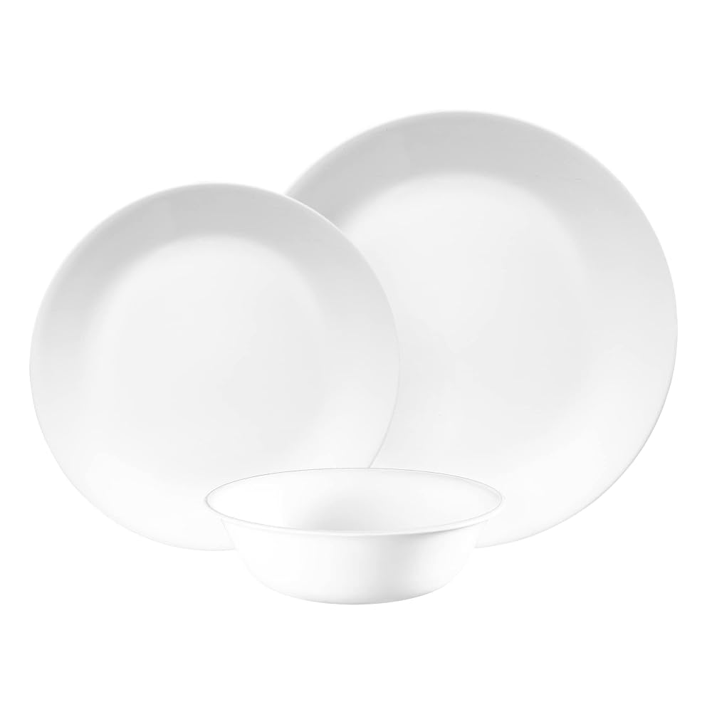 Corelle Dinnerware Set, Winter Frost White, 12 Piece, Dinner Set for 4
