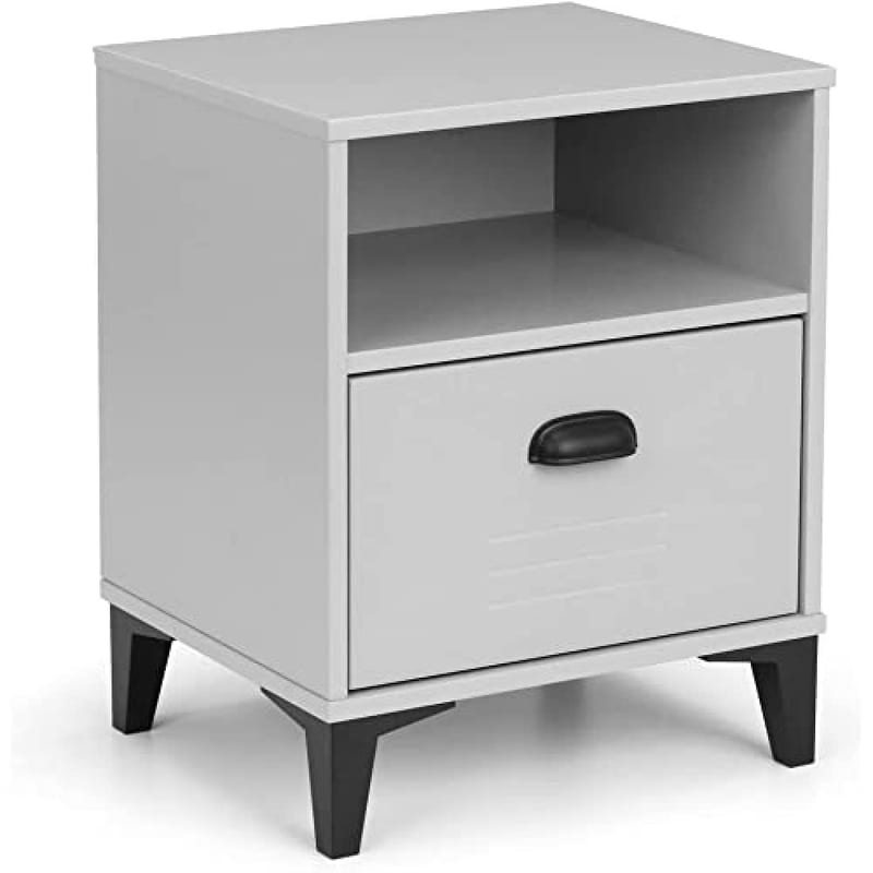 Julian Bowen Lakers Locker 1 Drawer Bedside Table, Grey