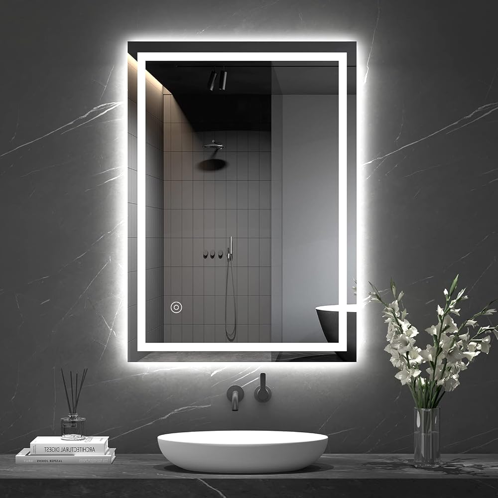 Dripex Bathroom Mirror with LED Lights, 500 x 700mm, Demister Pad