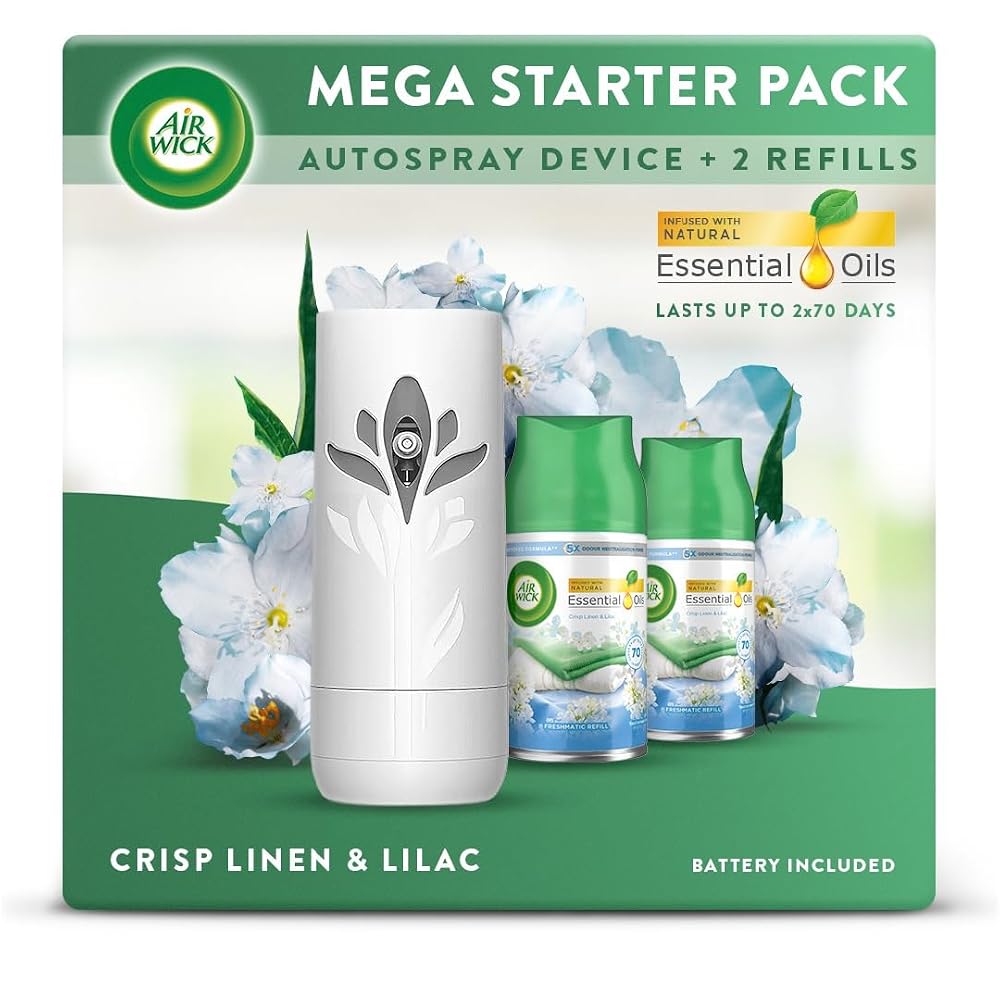 Air Wick Freshmatic Automatic Spray Starter Kit, Crisp Linen & Lilac