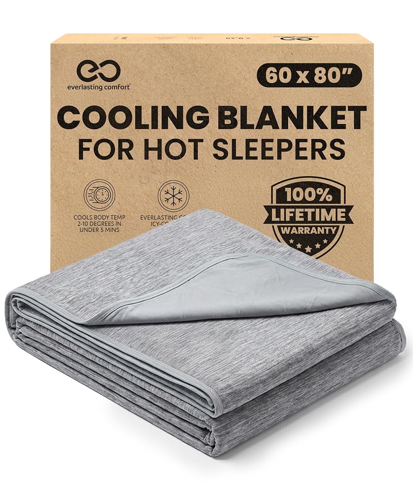 Everlasting Comfort Cooling Blanket for Hot Sleepers - Soft, Lightweight & Breathable Summer Blanket with Easy to Clean Material - Luxury Cooling Sheets for Night Sweats & Hot Flashes (152x203 cm)