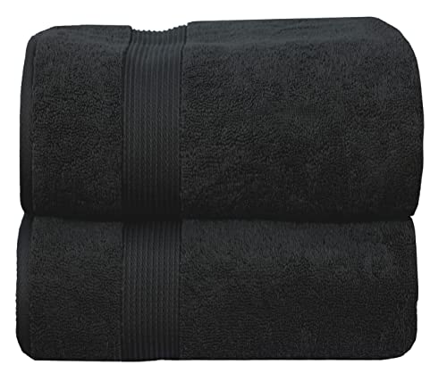 Jumbo Bath Sheets Extra Large 90 x 180cm, 2 Pack, 100% Cotton Super Soft Hotel Quality, 600 GSM Ring Spun, Black