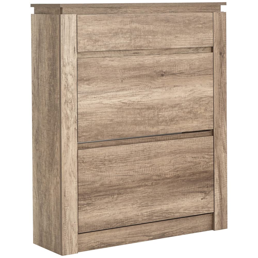 GFW Canyon Shoe Storage Unit, Oak, 3 Shoe Storage Drawers
