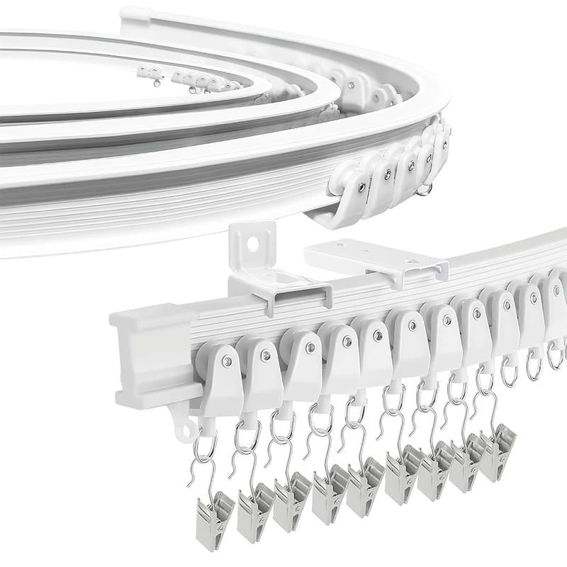 Bendable Curtain Rail for Bay Window, Flexible Ceiling Curtain Track 3M/9.8Ft, Curtain Rails and Fittings, Curved Wall Mount for Room Divider