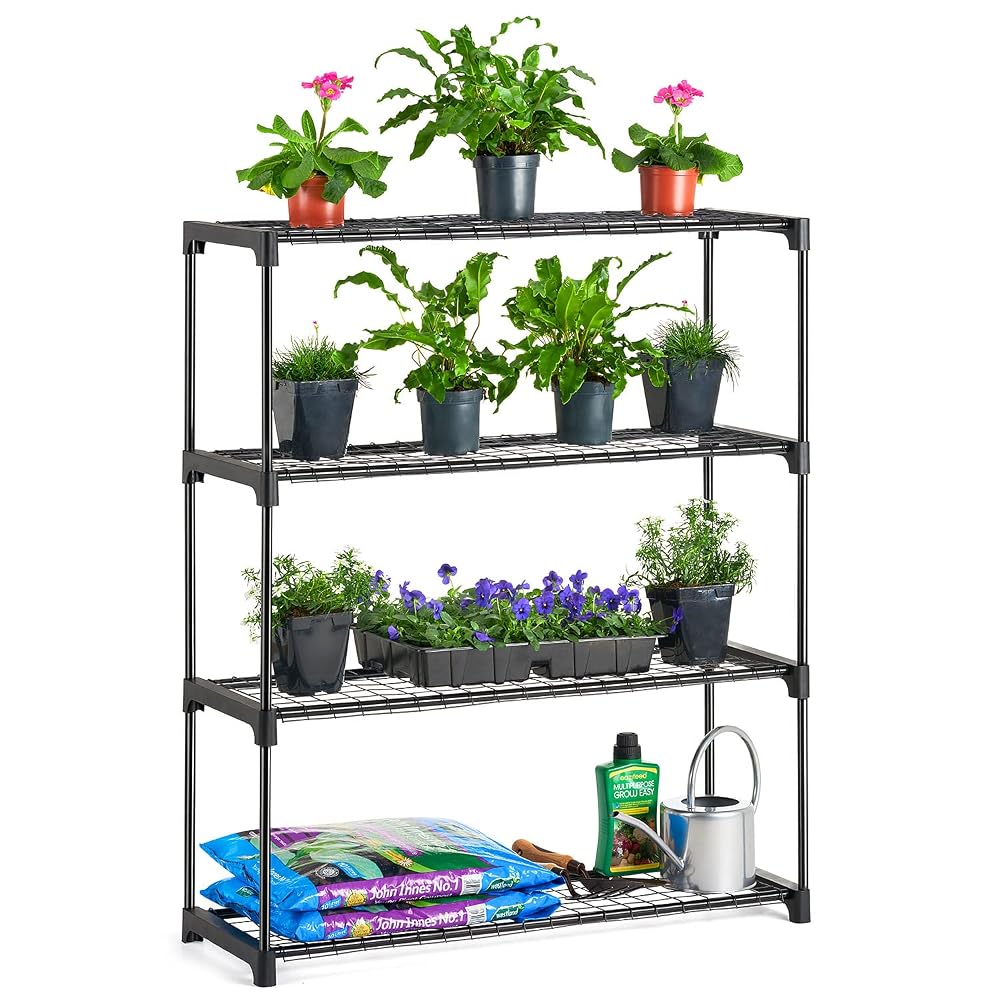 CHRISTOW Greenhouse Staging 4 Tier Garden Shelving Plant Stand Rack, Powder Coated Steel
