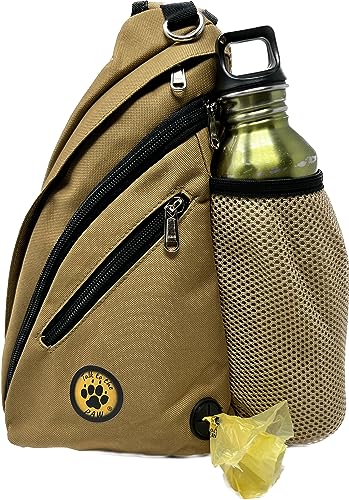Talk to the Paw Dog Walking Bag - Training Treat Pouch - Poop Bag Dispenser - Hands Free Leash, Black