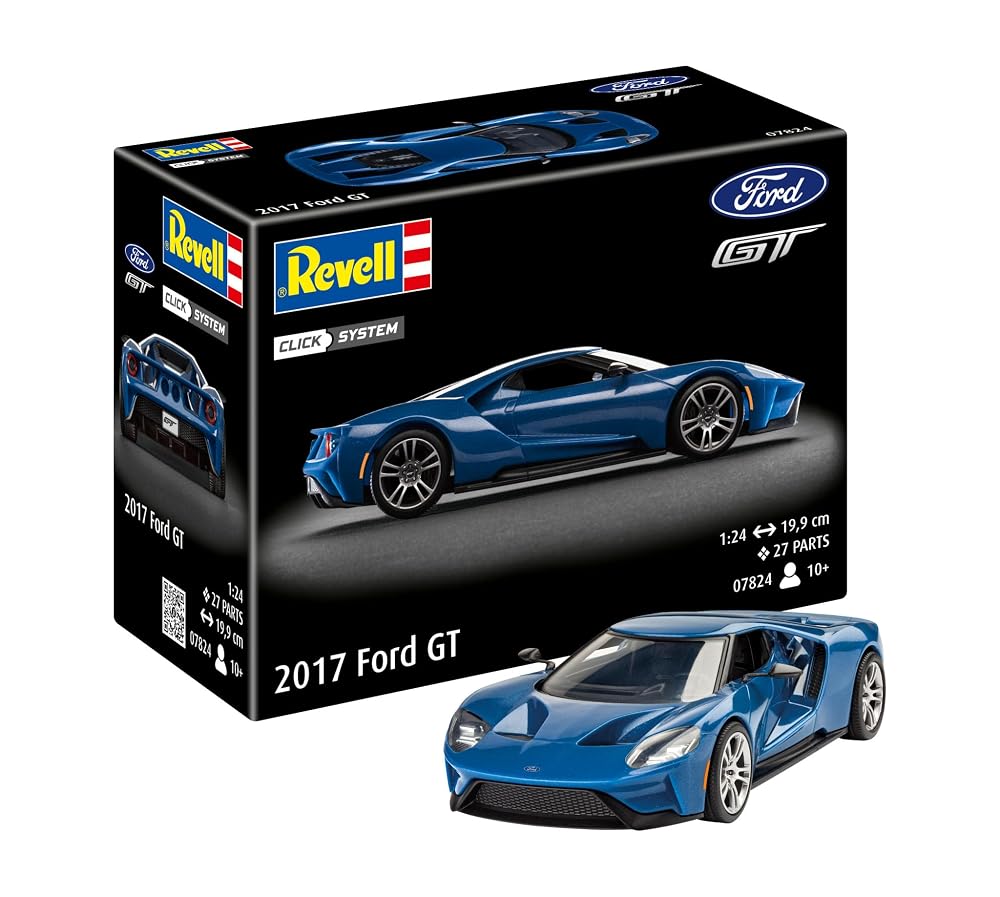 Revell 07824 2017 Ford GT (Click System) 1:24 Scale Unbuilt/Pre-coloured/Click-Together (Non-Glue) Plastic Model Kit