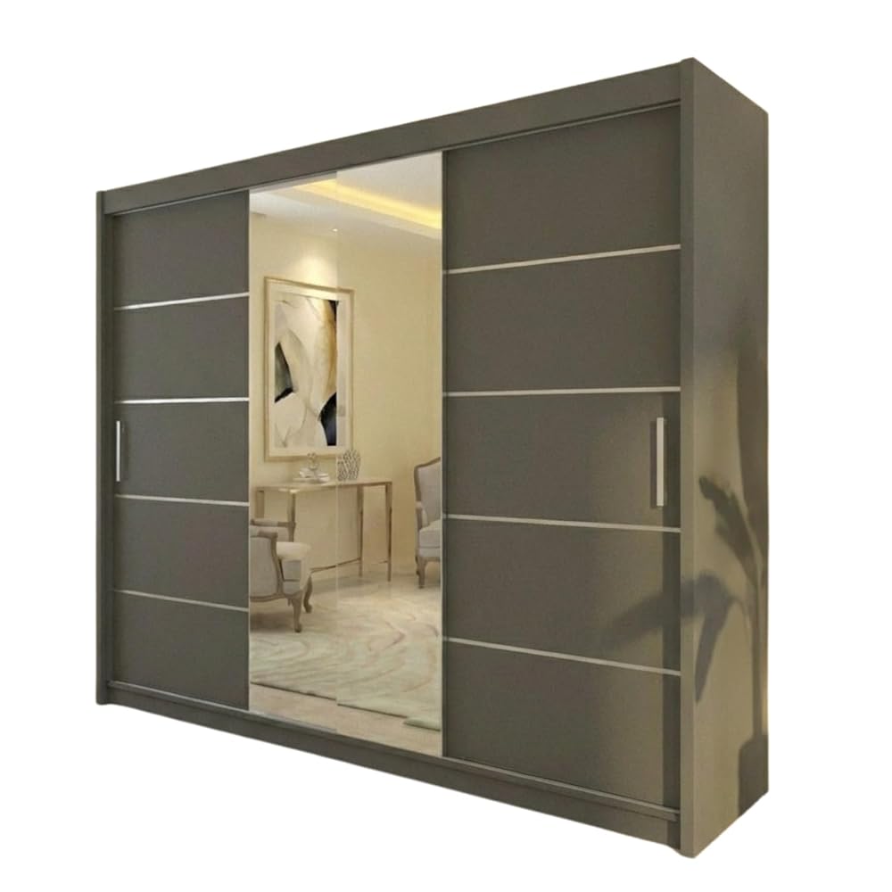 INTERWOOD Full Mirror Sliding Door Wardrobe - 2 Doors Storage Cabinet
