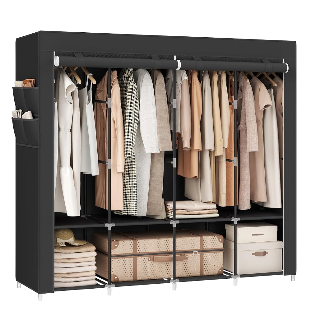 SONGMICS Clothes Wardrobe Portable Closet with Non-Woven Fabric Cover, 138 x 43 x 182cm
