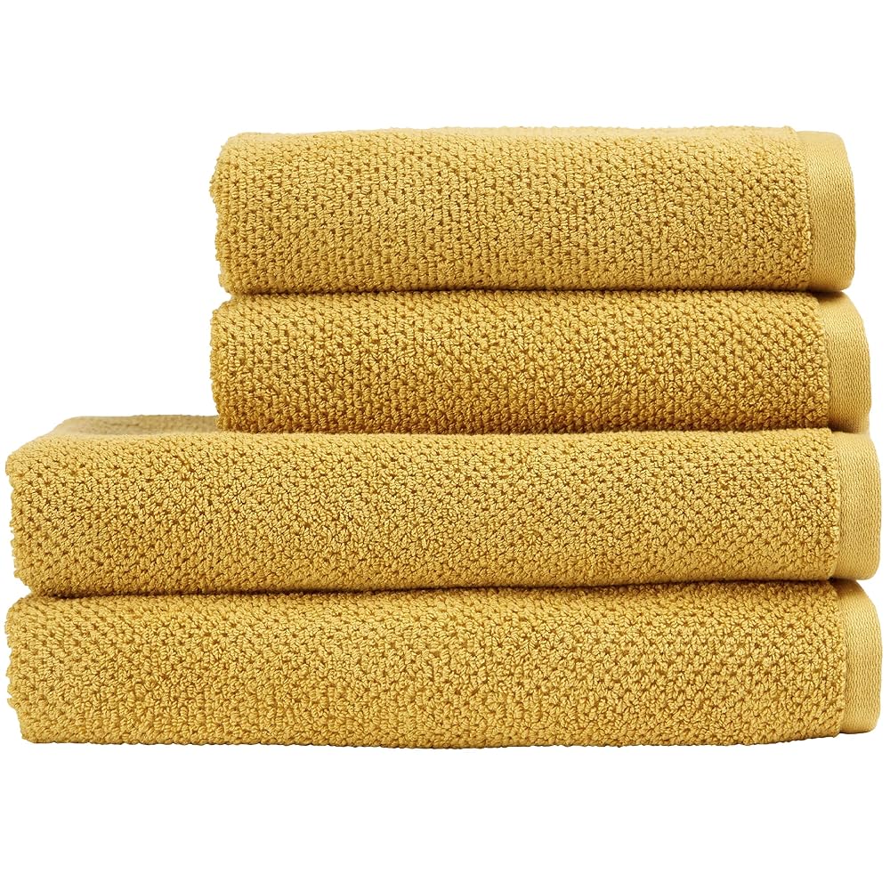 Christy Brixton 4 Piece Towel Set, Saffron Yellow, 100% Cotton, 600GSM, 2 Bath Towels 2 Hand Towels
