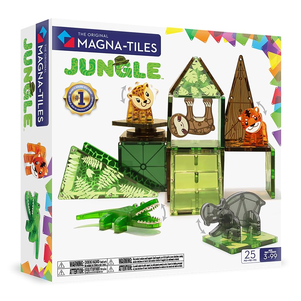 Magna-Tiles Jungle Animals 25-Piece Set - 3D Magnetic Building Tiles