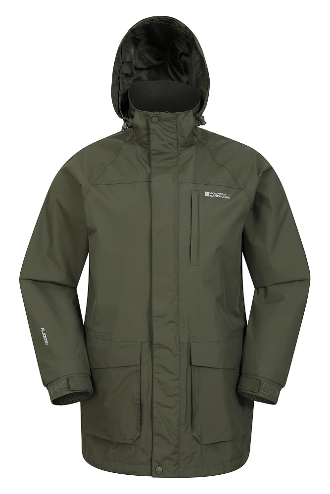 Mountain Warehouse Glacier II Long Mens Waterproof Jacket, Dark Khaki