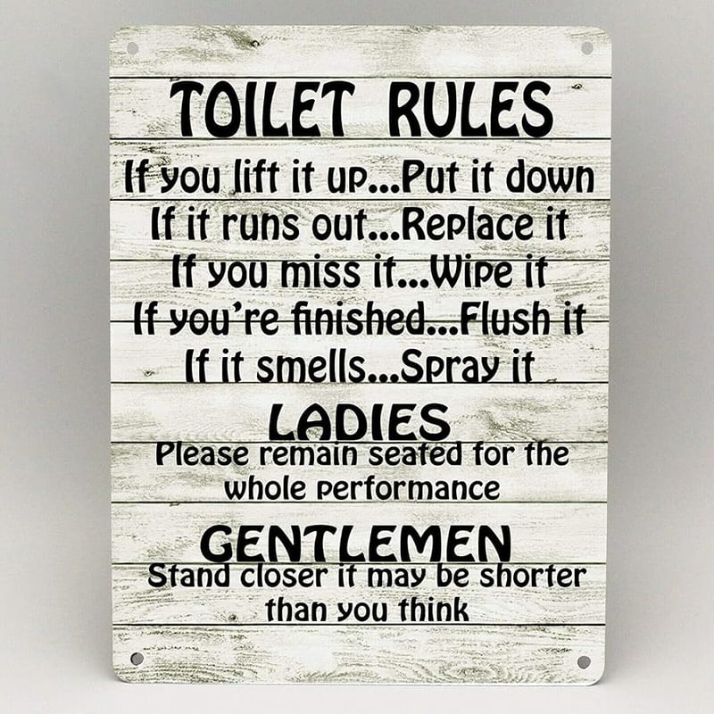 RIFOSA 12" x 16" Toilet Rules Metal Sign, Bathroom List Novelty Plaque